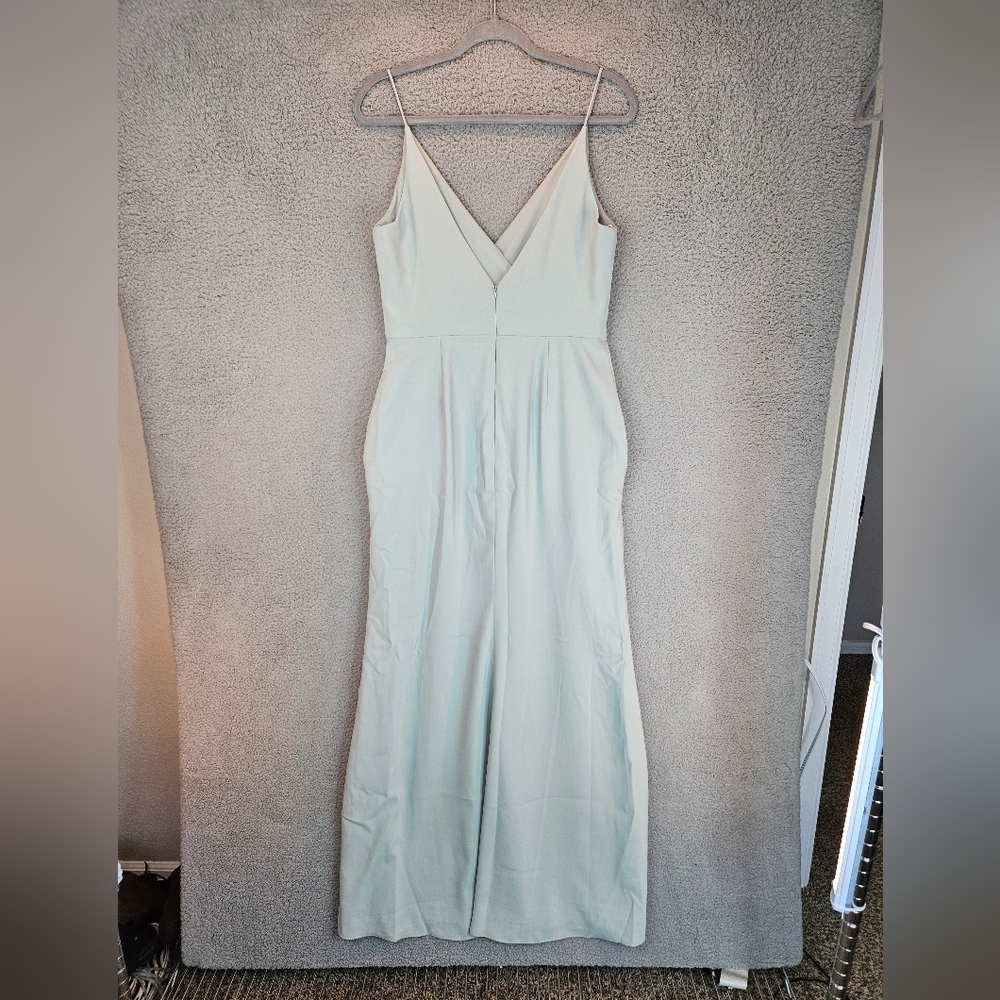 After Six Maxi Dress Womens Sz 10 Willow Green Crepe Pockets Cross Over Front - Picture 7 of 13
